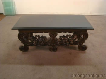 Early 1900's Slat Top Fancy Carved Coffee Table